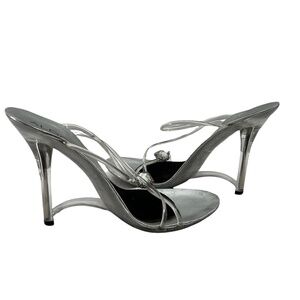 Aldo Fabio Lucite Clear Strap Rhinestone Heeled Sandals Size 39 Women’s